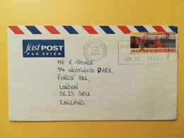1994 BUSTA INTESTATA AIR MAIL NUOVA ZELANDA NEW ZEALAND BOLLO SEASONS AUTUMN OBLITERE' GISBORNE FASTPOST - Storia Postale