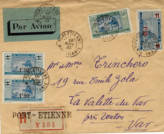 1933- Enveloppe RECC. Par Avion De PORT-ETIENNE  Affr. N° 53 X 4 - Cartas & Documentos