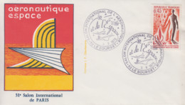 Enveloppe   FDC  FRANCE   31éme  SALON  De  L' AERONAUTIQUE  ET  DE  L' ESPACE     LE  BOURGET    1975 - Airplanes