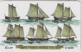 Isle Of Man, MAN 079,  2 £, Manx Fishing Vessels, Ships, Mint In Blister, 2 Scans. - Isla De Man