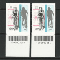 2020 ITALIA - 20° Scomparsa Gino Bartali - Ciclismo / " Lo Sport " / Bicicletta - 2 Valori Con Codice A Barre - Bar Codes
