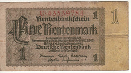 GERMANY  1 Rentenmark  P173b  Dated 20.1.1937   ( 8 Digit Serial  Corn Sheaf On Back ) - Andere & Zonder Classificatie