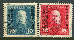 AUSTRIAN FELDPOST In MONTENEGRO 1917 Overprint On 10 H. And 15 H. Used.  Michel 1-2 - Used Stamps