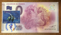 2015 BILLET 0 EURO SOUVENIR DPT 56 AQUARIUM DE VANNES + TIMBRE ZERO 0 EURO SCHEIN BANKNOTE PAPER MONEY - Essais Privés / Non-officiels