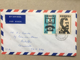 RHODESIA 1975 Air Mail Cover To Cornwall - Rhodesien (1964-1980)