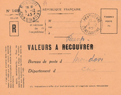 Valeurs à Recouvrer Transfo En Ré-exp. De Penthievre Pour Mondovi - Lettres & Documents