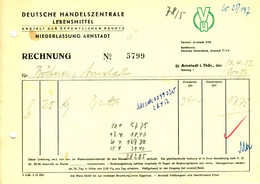 Arnstadt Thüringen 1952 Rechnung " Deutsche Handelszentrale Lebensmittel " - Food