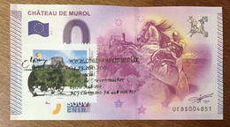 2015 BILLET 0 EURO SOUVENIR DPT 63 CHÂTEAU DE MUROL + TIMBRE ZERO 0 EURO SCHEIN BANKNOTE PAPER MONEY - Pruebas Privadas