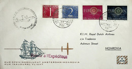 Netherlands KLM First Flight Amsterdam To Monrovia, Liberia 1960 - Airmail