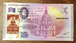 2015 BILLET 0 EURO SOUVENIR DPT 75 DÔME DES INVALIDES + TIMBRE ZERO 0 EURO SCHEIN BANKNOTE PAPER MONEY - Essais Privés / Non-officiels