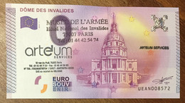 2015 BILLET 0 EURO SOUVENIR DPT 75 DÔME DES INVALIDES + TAMPONS ZERO 0 EURO SCHEIN BANKNOTE PAPER MONEY - Essais Privés / Non-officiels