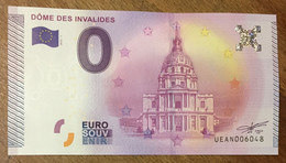 2015 BILLET 0 EURO SOUVENIR DPT 75 DÔME DES INVALIDES + TAMPONS ZERO 0 EURO SCHEIN BANKNOTE PAPER MONEY - Pruebas Privadas