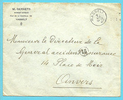 Brief Stempel HASSELT Met Stempel PORT BETAALD / PORT PAYE (noodstempel) - Fortune Cancels (1919)