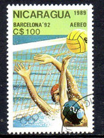 NICARAGUA. PA 1300 Oblitéré De 1989. Water-polo Aux J.O. De Barcelone. - Waterpolo