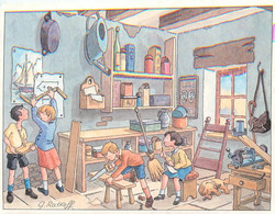 THEME - ECOLE - EDUCATION - METIER - "L'ATELIER" - CP - ILLUSTRATEUR; G. RATKOFF - édit; LUDOM. - Schools