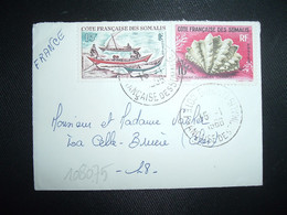 LETTRE MIGNONNETTE Pour La FRANCE TP HOURI 15F + TRIDACNA SQUAMOSA 10F OBL.15-1 1966 DJIBOUTI - Covers & Documents