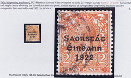 Ireland 1923 Harrison Coils Saorstat 3-line Ovpt On 2d Orange Var "Long 1 In 1922" Used Cds, Shows Typical Perfs From Af - Gebraucht