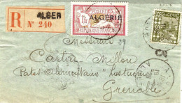 1926 - Avis D'Huissier RECC. D'ALGER  Affr. 1,40 F Pour Grenoble - Covers & Documents