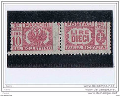 LUOGOTENENZA:  1946  PACCHI  POSTALI  -  £. 10  LILLA-ROSA  N. -  SASS. 64 - Paketmarken