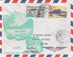 LETTRE.  OCEANIE. 21 3 68. TAHITI  PAPEETE POUR ABIDJAN COTE D'IVOIRE - Briefe U. Dokumente