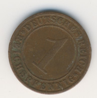 DEUTSCHES REICH 1930 F: 1 Reichspfennig, KM 37 - 1 Rentenpfennig & 1 Reichspfennig