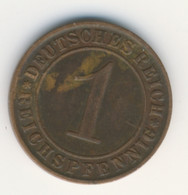 DEUTSCHES REICH 1930 D: 1 Reichspfennig, KM 37 - 1 Renten- & 1 Reichspfennig