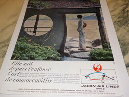 ANCIENNE PUBLICITE  SAVOIR ACCUEILLIR JAPAN AIR LINES 1966 - Pubblicità