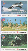 Singapore 3 Cards Unused Old Transport Subway Train Bus Ticket Card Transitlink FujiFilm Animals Whale Giraffe Panda - Wereld