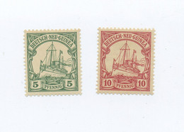 1900 Dt. Neuguinea 5 Pfg + 10 Pfg Kaiseryacht Minr 8, 9 Sauber Postfrisch, Teils Geprüft - Nueva Guinea Alemana