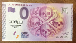 2015 BILLET 0 EURO SOUVENIR DPT 75 CATACOMBES DE PARIS + TAMPON ZERO 0 EURO SCHEIN BANKNOTE PAPER MONEY - Essais Privés / Non-officiels