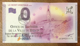 2015 BILLET 0 EURO SOUVENIR DPT 84 LE MONT-VENTOUX + TAMPON ZERO 0 EURO SCHEIN BANKNOTE PAPER MONEY - Essais Privés / Non-officiels