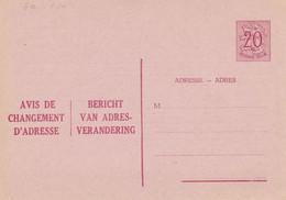 B01-193 AP - Entier Postal - Carte Postale Avis De Changement D'adresse N° 08a I - Chiffre Sur Lion HÚraldique - 0,20 C - Adressenänderungen