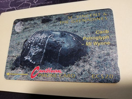 ST VINCENT & GRENADINES  GPT CARD   $ 20,-  5CSVB  CARIB PETROGLYPH     C&W    Fine Used  Card  **3352 ** - St. Vincent & The Grenadines