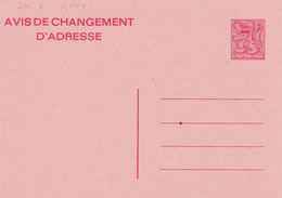 B01-193 AP - Entier Postal - Carte Postale Avis De Changement D'adresse N° 24 F - Chiffre Sur Lion Héraldique Avec Bande - Adressenänderungen