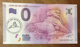 2015 BILLET 0 EURO SOUVENIR DPT 90 LION DE BELFORT + TAMPON ZERO 0 EURO SCHEIN BANKNOTE PAPER MONEY - Essais Privés / Non-officiels