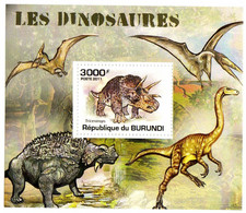 Burundi 2011  - Dinosaures -  Feuillet De Luxe - Triceratops - Prehistorics