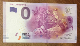 2016 BILLET 0 EURO SOUVENIR ALLEMAGNE DEUTSCHLAND ZOO DUISBURG ZERO 0 EURO SCHEIN BANKNOTE PAPER MONEY - [17] Fictifs & Specimens