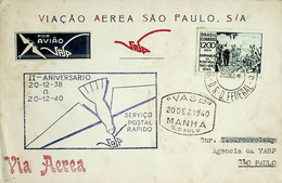1940 Brasil / Brazil VASP Carimbo Comemorativo / Commemorative Postmark - Poste Aérienne