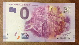 2016 BILLET 0 EURO SOUVENIR ESPAGNE CASA BATLLO GAUDI BARCELONA ZERO 0 EURO SCHEIN BANKNOTE PAPER MONEY - [ 8] Fakes & Specimens