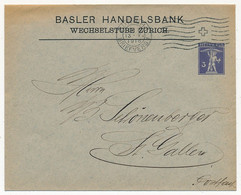 SUISSE - Enveloppe (Entier Postal PRIVÉ) 3c Guillaume Tell - Basler Handelsbank Zurich - 1916 - Entiers Postaux