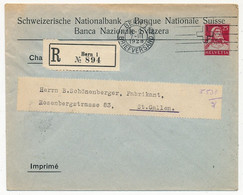 SUISSE - Enveloppe (Entier Postal PRIVÉ) 25c Helvetia - Banque Nationale Suisse - Recommandée Bern 1 - 1925 - Entiers Postaux