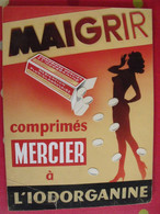 Maquette Unique De La Plaque Maigrir Comprimés Mercier à L'iodorganine. Cartonnage Bachollet & Gilbert Vers 1950 - Targhe Di Cartone