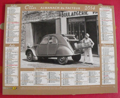 Almanach Des PTT. Oller. Calendrier Poste 2014. Citroën 2CV, Renault 4L - Tamaño Grande : 1981-90