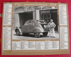 Almanach Des PTT. Oller. Calendrier Poste 2014. Citroën 2CV, Renault 4L - Formato Grande : 1981-90