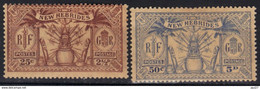 Nouvelles-Hébrides N° 94, 95 * - Unused Stamps