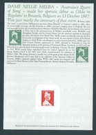 Australia 1987 Dame Nellie Melba Issued 1961 Proof Reprint On Official APO Replica Card 9 - Proofs & Reprints