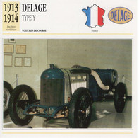 Delage Type Y Voiture De Course   -  1913  -  Fiche Technique Automobile (Francaise) - Auto's
