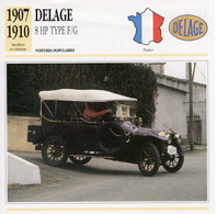 Delage Type F/G 8 HP   -  1908  -  Fiche Technique Automobile (Francaise) - Auto's