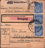 ! 1943 Baden Bei Wien Nach Dölzig, Paketkarte, Deutsches Reich, 3. Reich - Briefe U. Dokumente