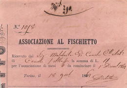02035 "TORINO-ASSOCIAZIONE IL FISCHIETTO-ISCRIZIONE PER 6 MESI ALLA RIVISTA SATIRICA NR 1019 DEL 1862" - Before 1900